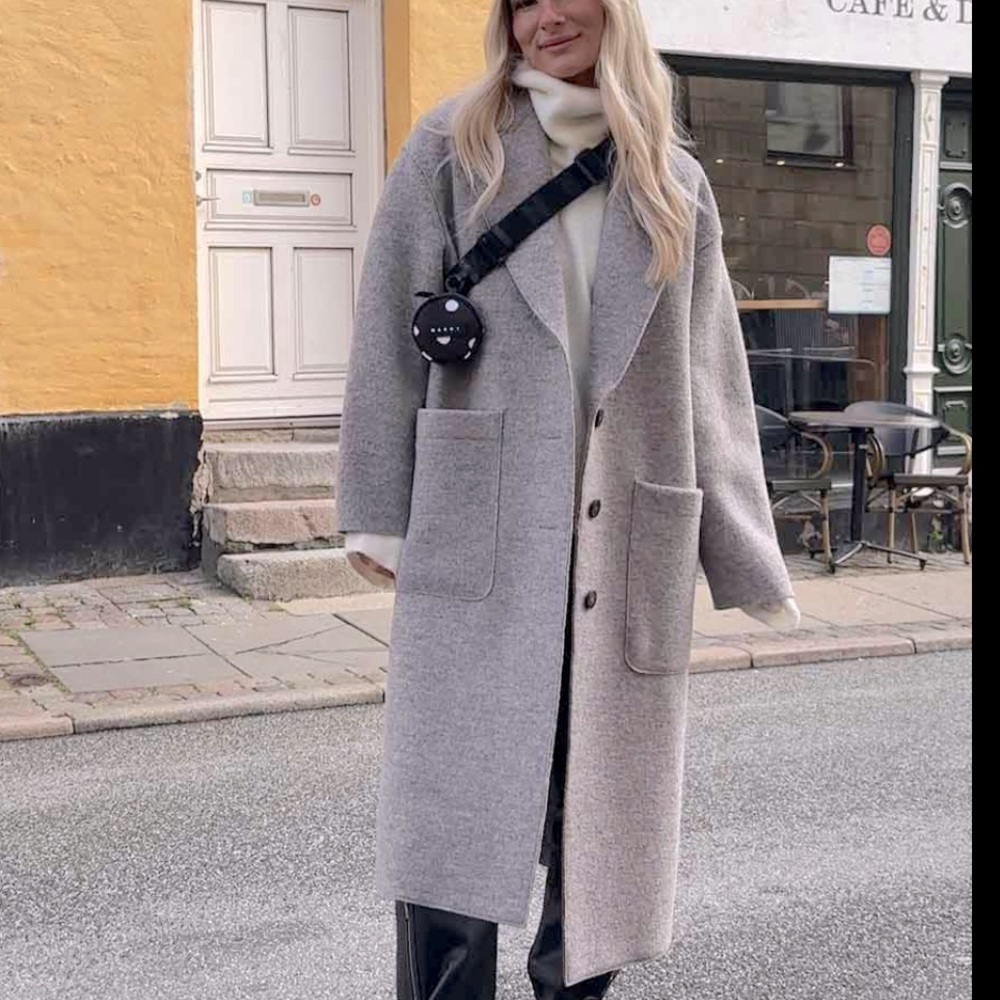 Harris Wharf London Boiled Wool Great Coat Off-White Cream Womens Size IT 38 S